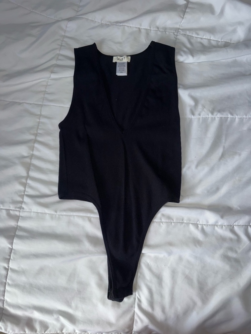 Black Stretchy v-neck body suit M/L